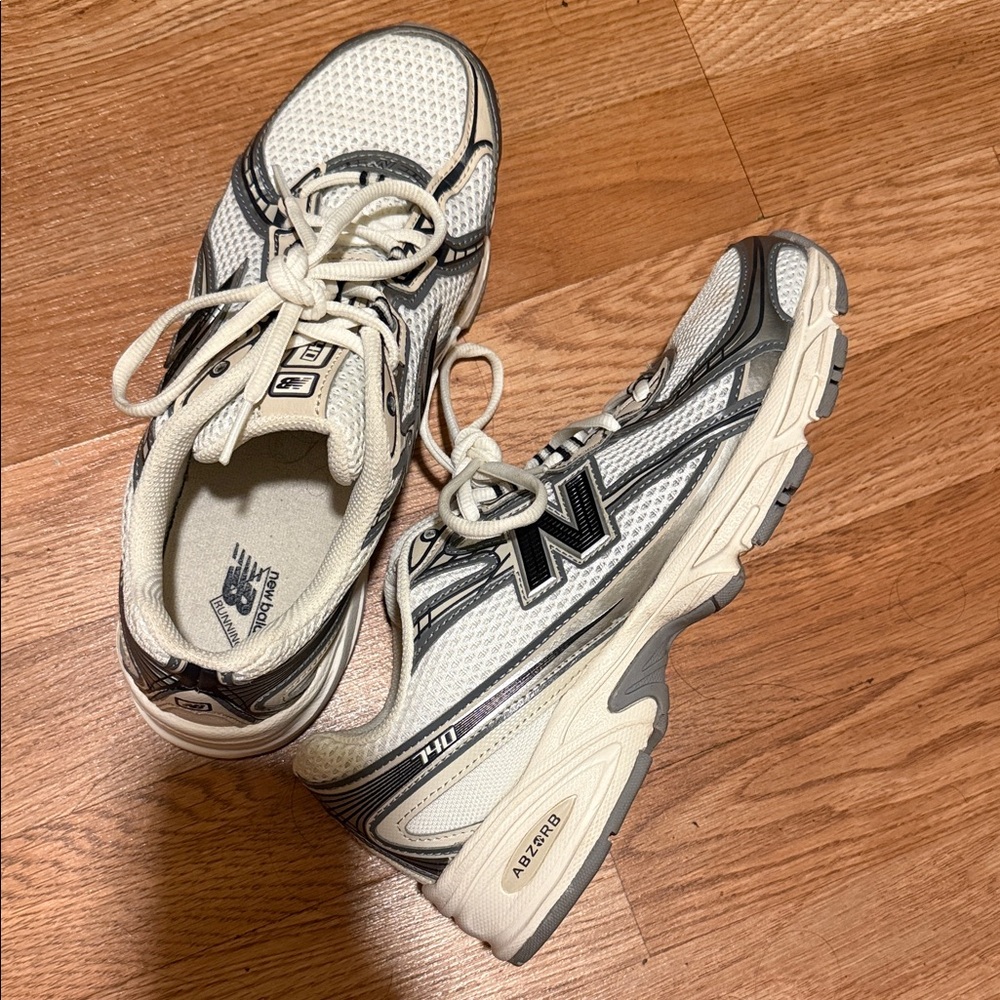 New Balance Cream and Gray Athletic Shoes 740